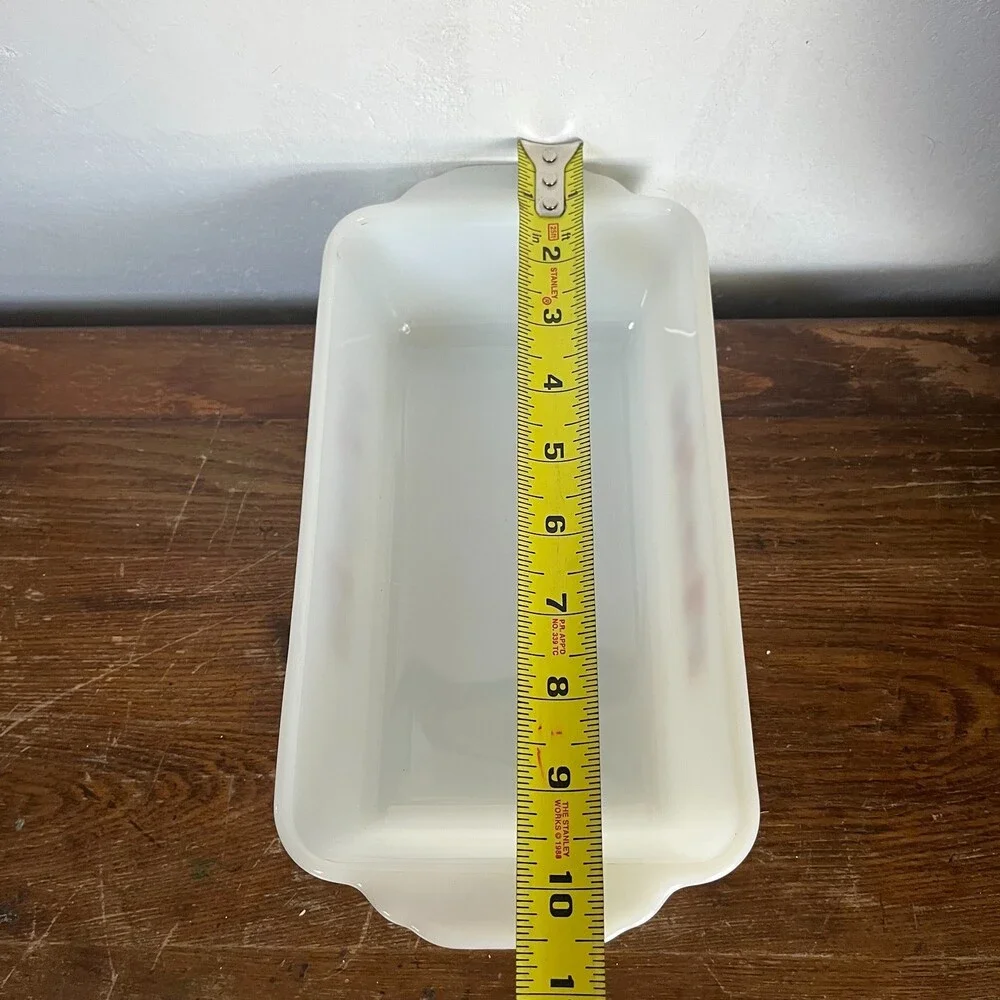 VTG Fire King Primrose Milk Glass Bread Loaf Pan 409 Baking Dish 1 Qt Floral USA